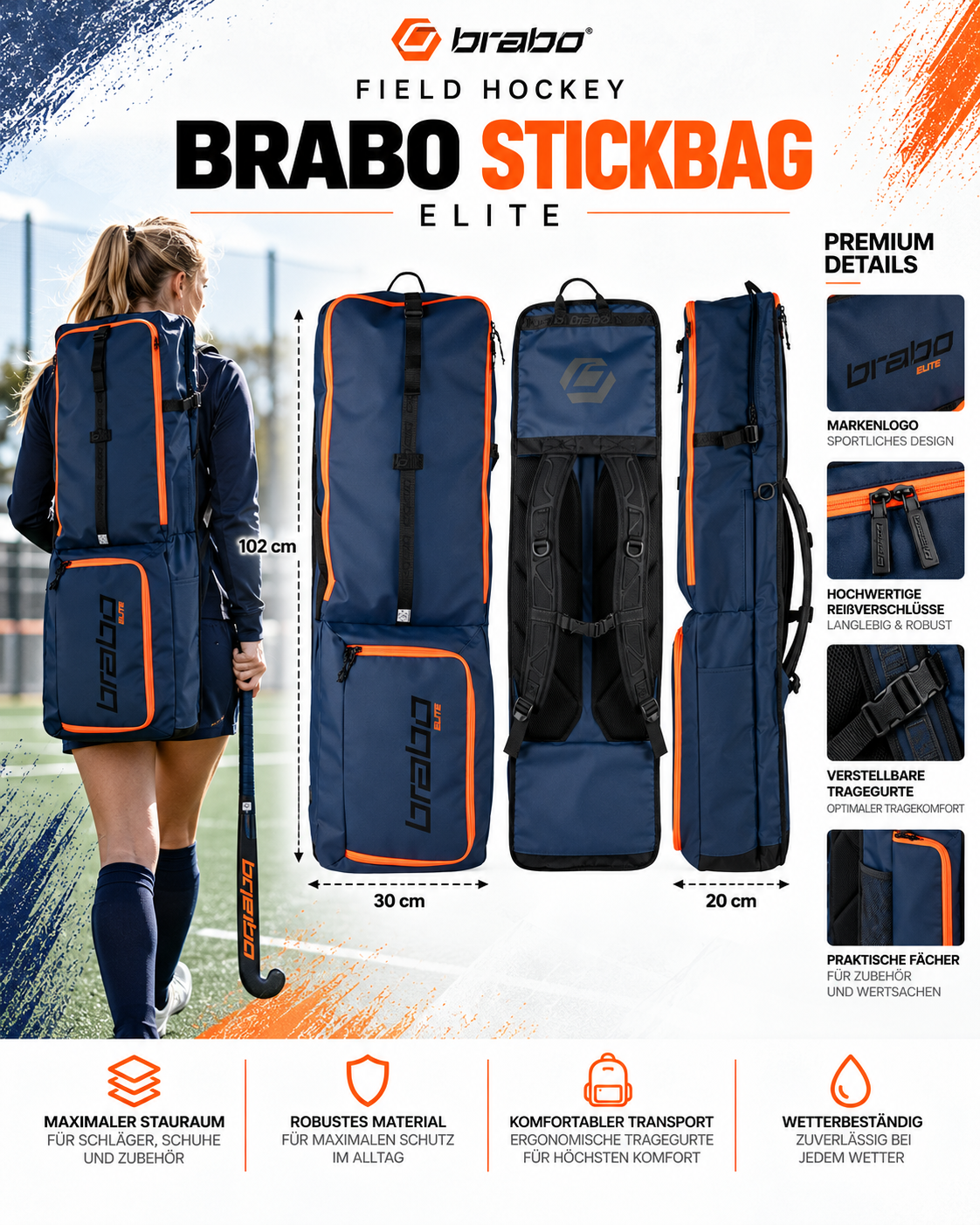 Brabo - Stickbag Elite Marine