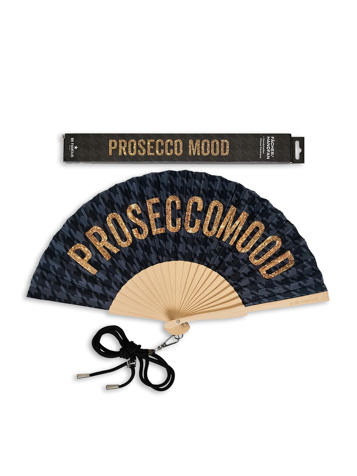 BeFamous - Handfächer inclusive Handykette PROSECCO MOOD
